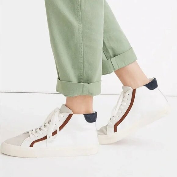 Madewell Sidewalk High Top Sneakers in Colorblock Leather Sz. W - 8 M 6.5 - Picture 1 of 9